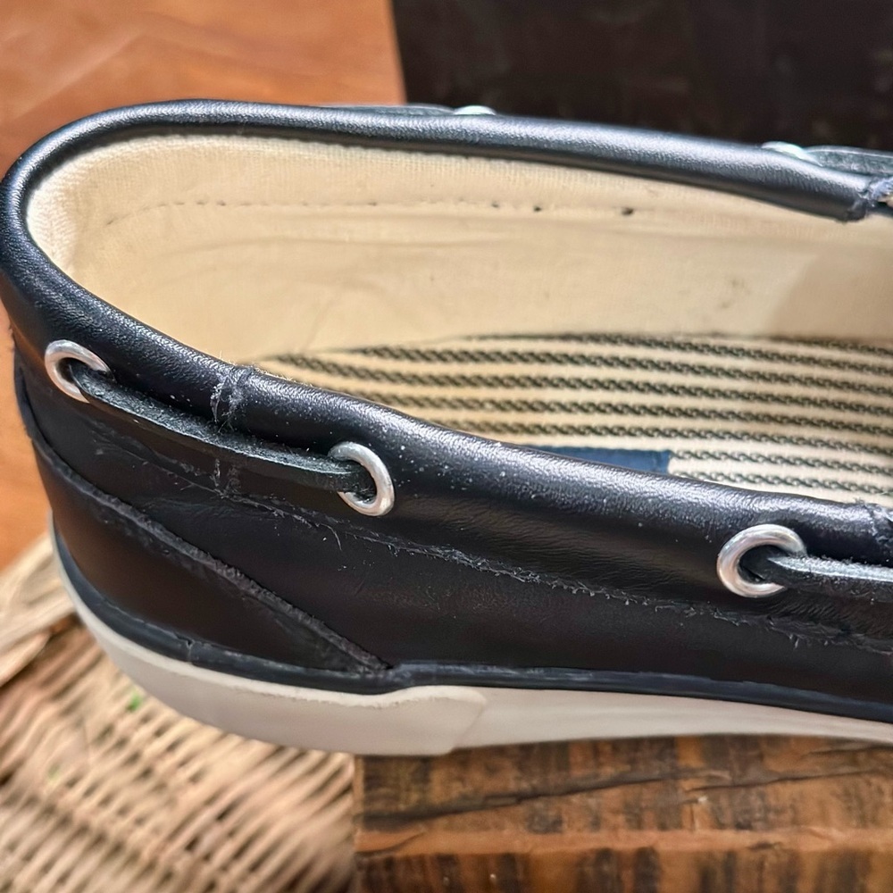 Polo by Ralph Lauren Men's Navy Leather Boat Shoes Gently Used Size 9D - Picture 7 of 9